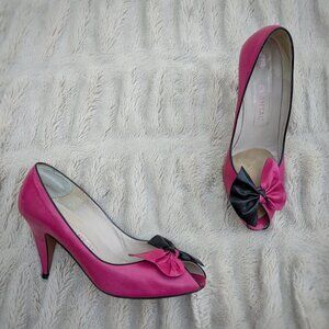 Pink and Black Bow Heels